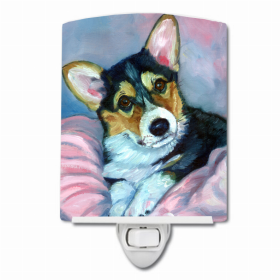 Corgi Puppy with pink blanket Ceramic Night Light