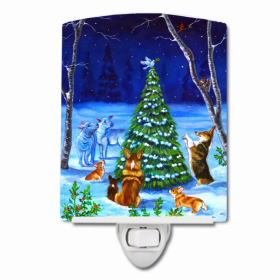 Corgi Christmas Peace Ceramic Night Light