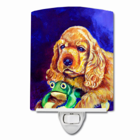 Cocker Spaniel with Frog Ceramic Night Light