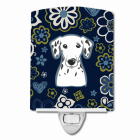 Dalmatian Blue Flowers Ceramic Night Light