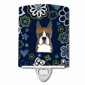 Boxer Blue Flowers Ceramic Night Light