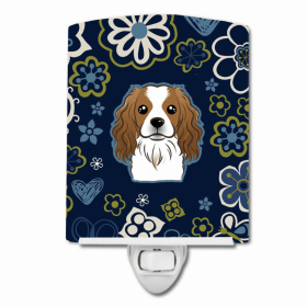 Cavalier Spaniel Blue Flowers Ceramic Night Light