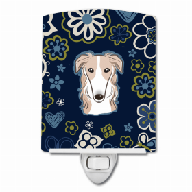 Borzoi Blue Flowers Ceramic Night Light