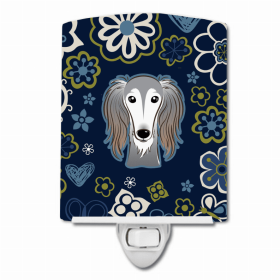 Saluki Blue Flowers Ceramic Night Light