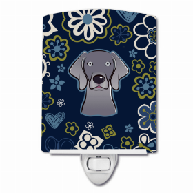 Weimaraner Blue Flowers Ceramic Night Light