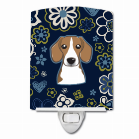 Beagle Blue Flowers Ceramic Night Light