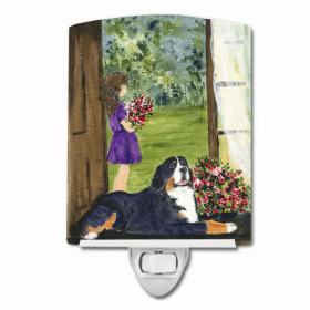 Bernese Mountain Dog with Little Girl Ceramic Night Light