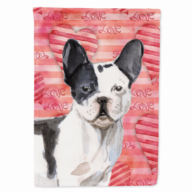 French Bulldog - Black and White Love Breed Themed Flag Canvas