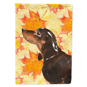 Dachshund - Black and Tan - Fall Themed Flag Canvas House Size