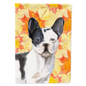 French Bulldog - Black and White - Fall Themed Flag Canvas House Size