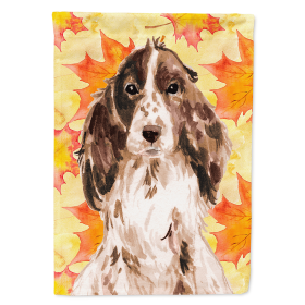 Cocker Spaniel - Brown Parti - Fall Themed Flag Canvas House Size