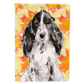 Cocker Spaniel - Black Parti - Fall Themed Flag Canvas House Size