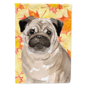 Pug Fall Themed Flag Canvas House Size