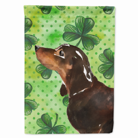 Dachshund - Black and Tan St. Patrick's Breed Themed Flag Canvas