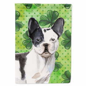 French Bulldog - Black and White St. Patrick's Breed Themed Flag Canvas