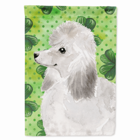 Poodle - White St. Patrick's Breed Themed Flag Canvas