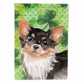 Chihuahua - Long Hair St. Patrick's Breed Themed Flag Canvas