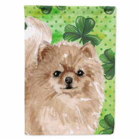 Pomeranian St. Patrick's Breed Themed Flag Canvas