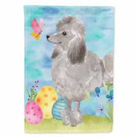 Poodle - Grey Easter Eggs Breed Themed Flag Canvas