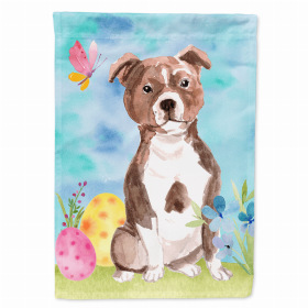 Staffordshire Bull Terrier - Red Easter Eggs Breed Themed Flag Canvas