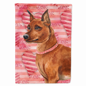 Min Pin Love Breed Themed Flag Canvas