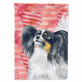 Papillon 1 Love Breed Themed Flag Canvas