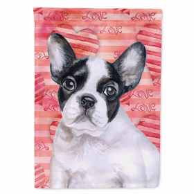 French Bulldog - Black and White 1 Love Breed Themed Flag Canvas