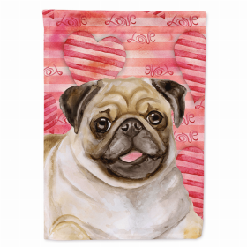 Pug 3 Love Breed Themed Flag Canvas