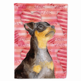 Min Pin #2 Love Breed Themed Flag Canvas