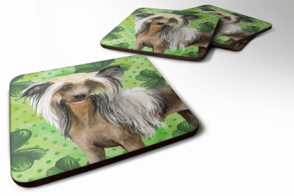 Chinese Crested St Patrick's Design Foam Coaster Set of 4