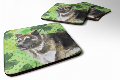 American Akita St Patrick's Design Foam Coaster Set of 4