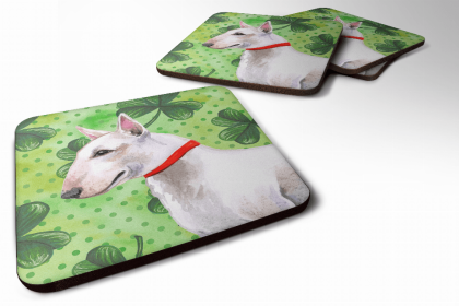 Bull Terrier St Patrick's Design Foam Coaster Set of 4