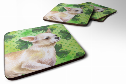 Chihuahua Leg up St Patrick's Design Foam Coaster Set of 4