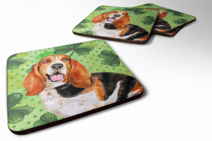 Basset Hound St Patrick's Design Foam Coaster Set of 4