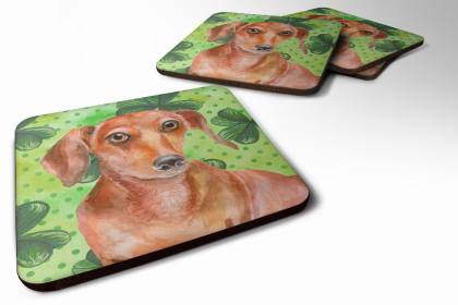 Dachshund - Red St Patrick's Design Foam Coaster Set of 4