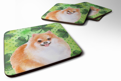 Pomeranian #2 St Patrick's Design Foam Coaster Set of 4