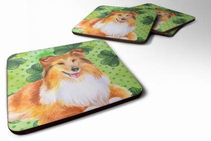 Sheltie/Shetland Sheepdog St Patrick's Design Foam Coaster Set of 4