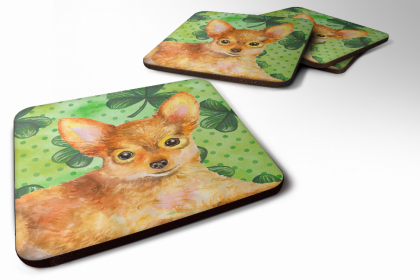 Russian Toy Terrier St Patrick's Design Foam Coaster Set of 4