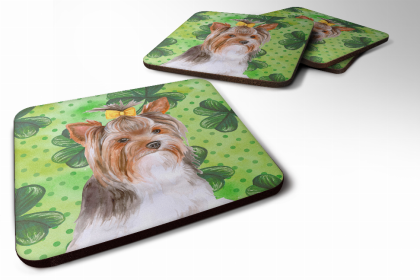 Yorkshire Terrier #2 St Patrick's Design Foam Coaster Set of 4