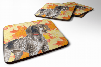 German Shorthaired Pointer Fall Leaves Art Foam Coaster