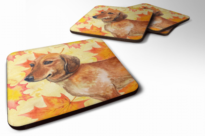 Dachshund Fall Leaves Art Foam Coaster