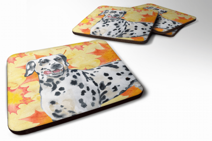 Dalmatian Fall Leaves Art Foam Coaster