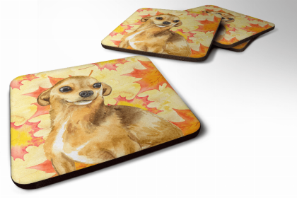 Chihuahua Fall Leaves Art Foam Coaster