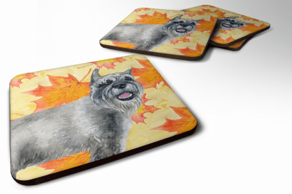 Schnauzer Fall Leaves Art Foam Coaster