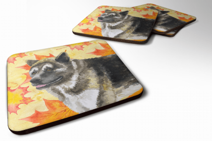 American Akita Fall Leaves Art Foam Coaster