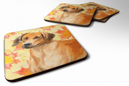 Rhodesian Ridgeback Fall Leaves Art Foam Coaster