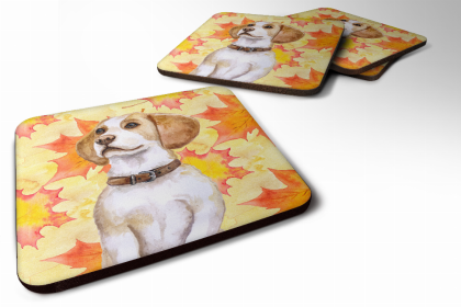 Beagle Fall Leaves Art Foam Coaster