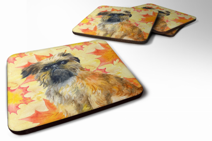 Brussels Griffon Fall Leaves Art Foam Coaster