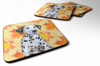 Dalmatian Puppy Fall Leaves Art Foam Coaster