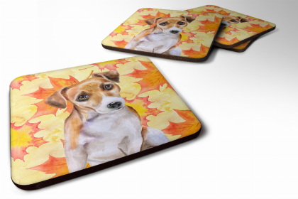 Jack Russell Terrier #2 Fall Leaves Art Foam Coaster